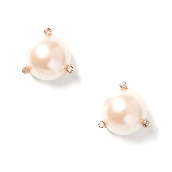 KATE SPADE Pearl Earrings Blush Rise And Shine Pearl CZ Studs NWT - Picture 2 of 9